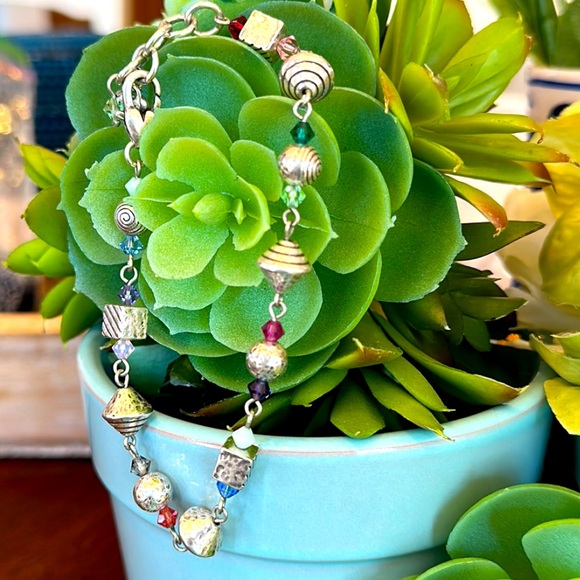 Brighton PRISM Multi color crystal beads Silver Necklace Bracelet Earrings RARE - Picture 6 of 14